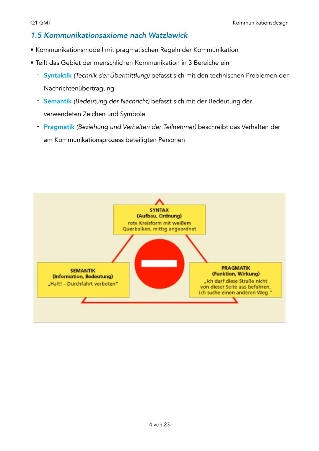 Q1 GMT
Q1 - Kommunikationsdesign
1. Kommunikationsmodelle
Kommunikationsfaktoren
Grundschema der visuellen
Kommunikation
Shannon und Weaver
