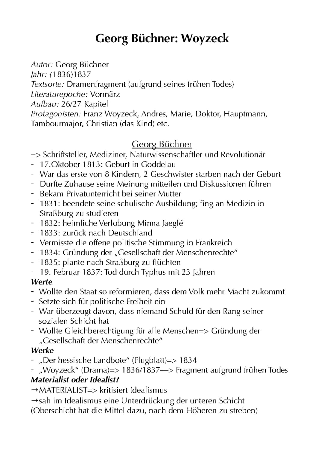 Woyzeck: Abitur Aufgaben, Zusammenfassungen und Interpretationen für 2024