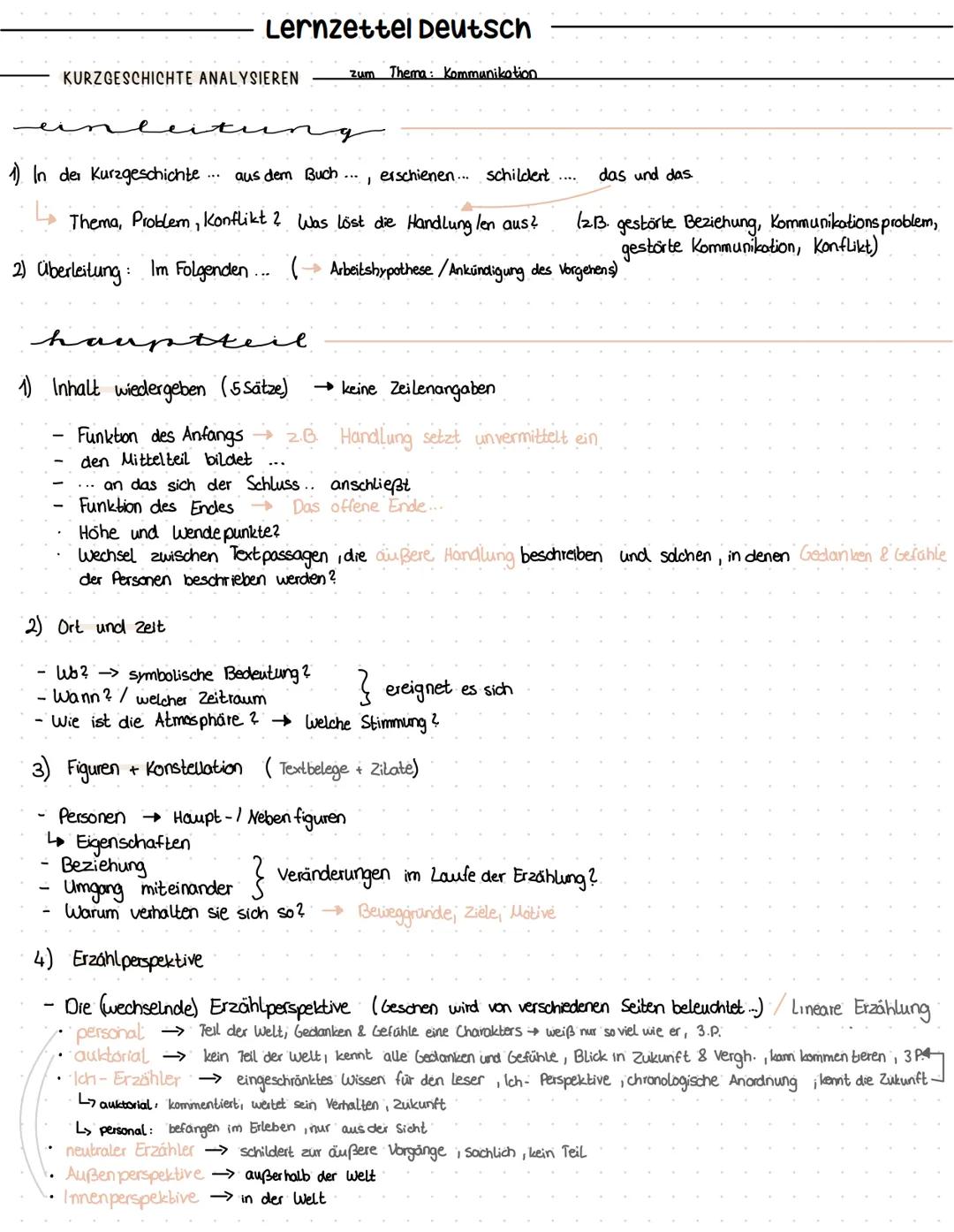 Lernzettel Deutsch
KURZGESCHICHTE ANALYSIEREN
itu
1) In der Kurzgeschichte... aus dem Buch... erschienen... schildert.....
Thema, Problem, k