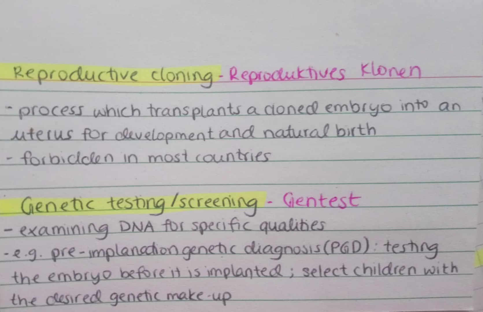 Genetic testing
Pros
Cons
- increase pressure / stress
- genetic testing does not
necessarily identify a specific
trea disease but may ident