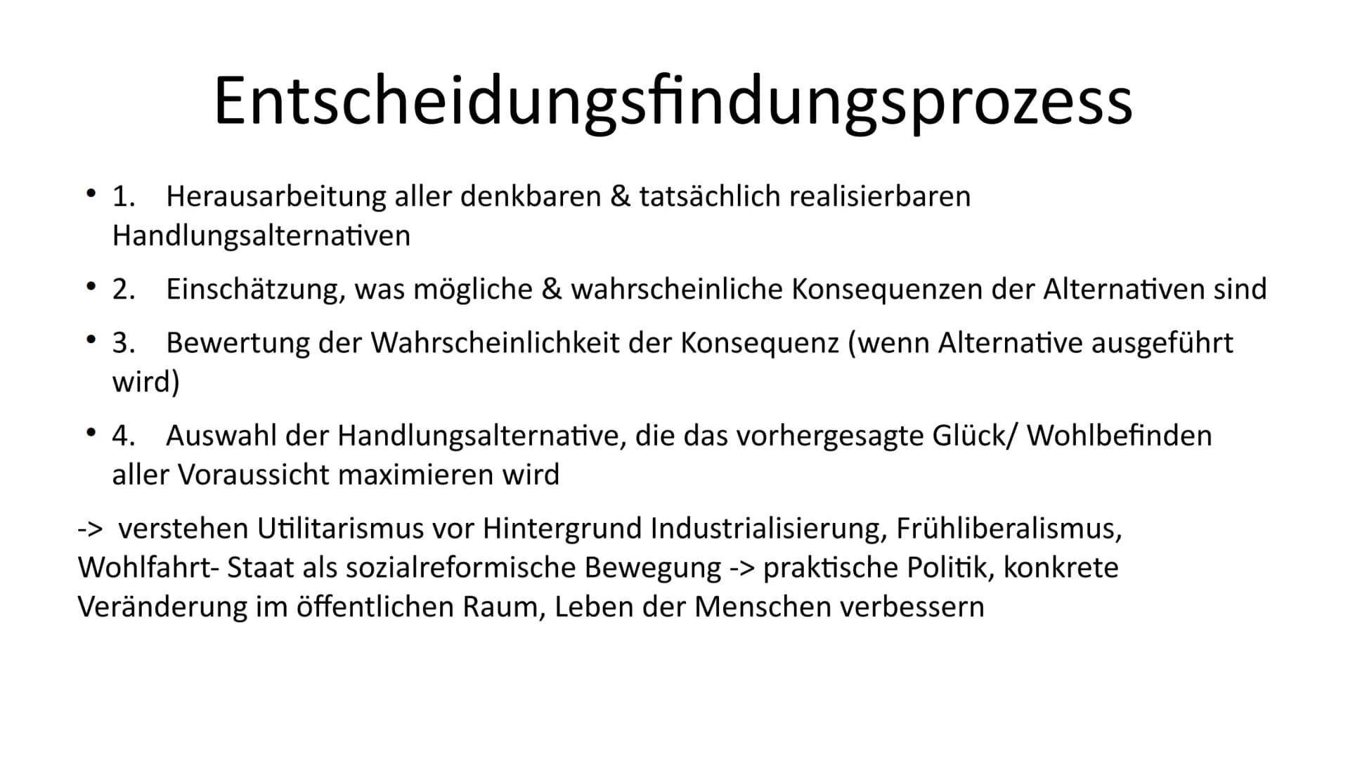 Präsentation
Utilitarismus • Utilitarismus (Definition)
●
Gliederung
• Hedonisches Kalkül
●
Entscheidungsfindungsprozess
,,quantitativer Uti