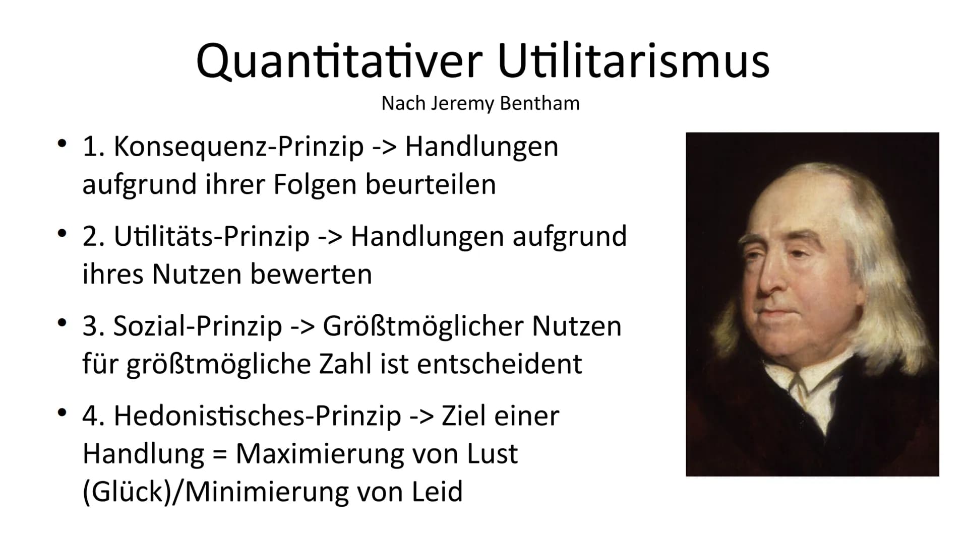 Präsentation
Utilitarismus • Utilitarismus (Definition)
●
Gliederung
• Hedonisches Kalkül
●
Entscheidungsfindungsprozess
,,quantitativer Uti