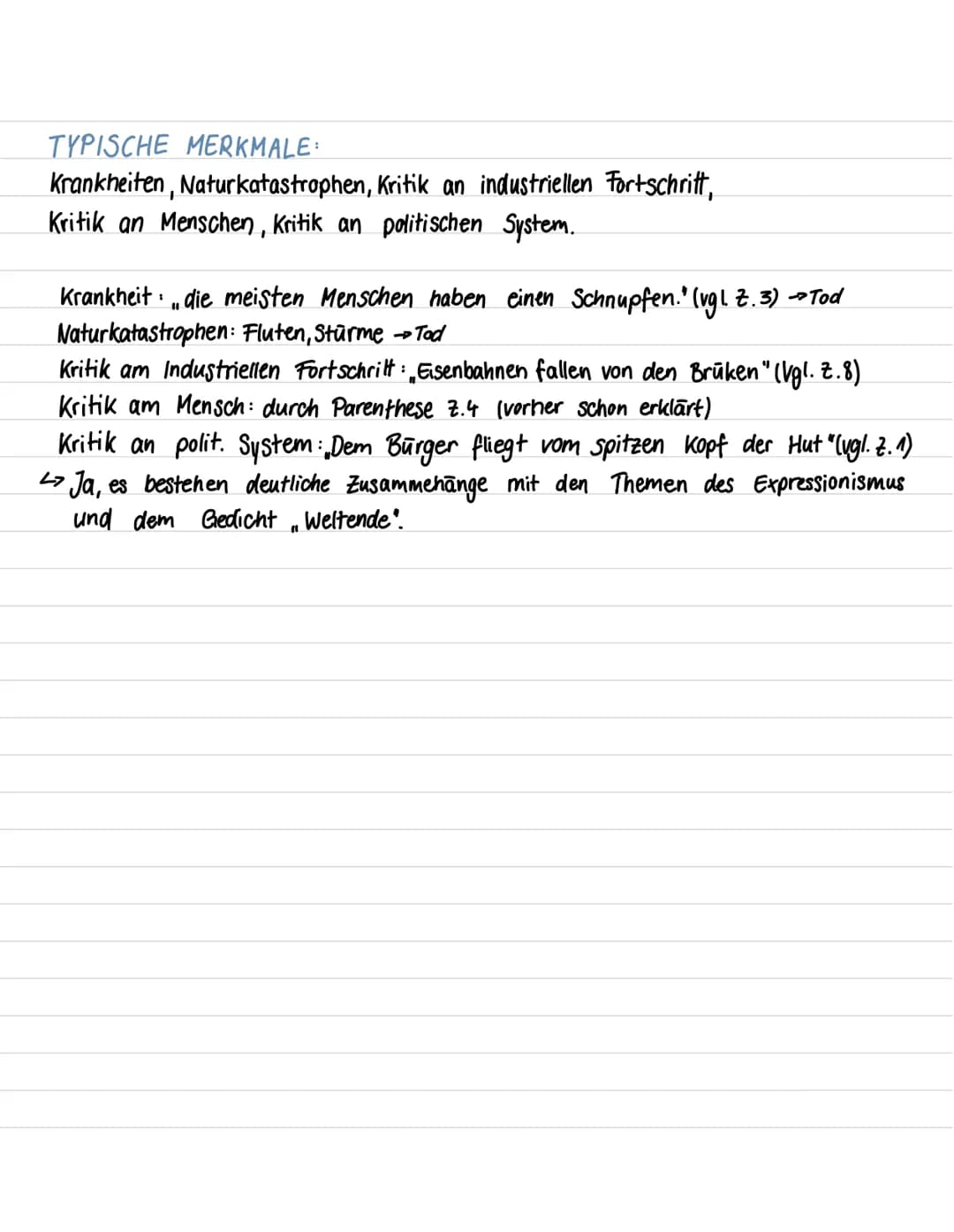 Katrin Kindler
weltende
AUFBAU:
Jakob van Hoddis Gedicht „Weltende" besteht aus 2 Strophen mit je 8 Versen.
REIMSCHEMA + METRUM + ERZÄHLPERS