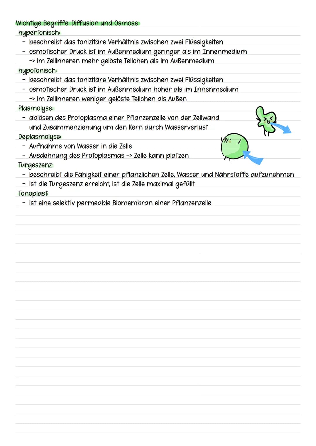 Diffusion und Osmose
Diffusion
selbstständiges durchmischen von Teilchen verschiedener Stoffe
Brown'sche
-
Molekularbewegung
im flüssigen un