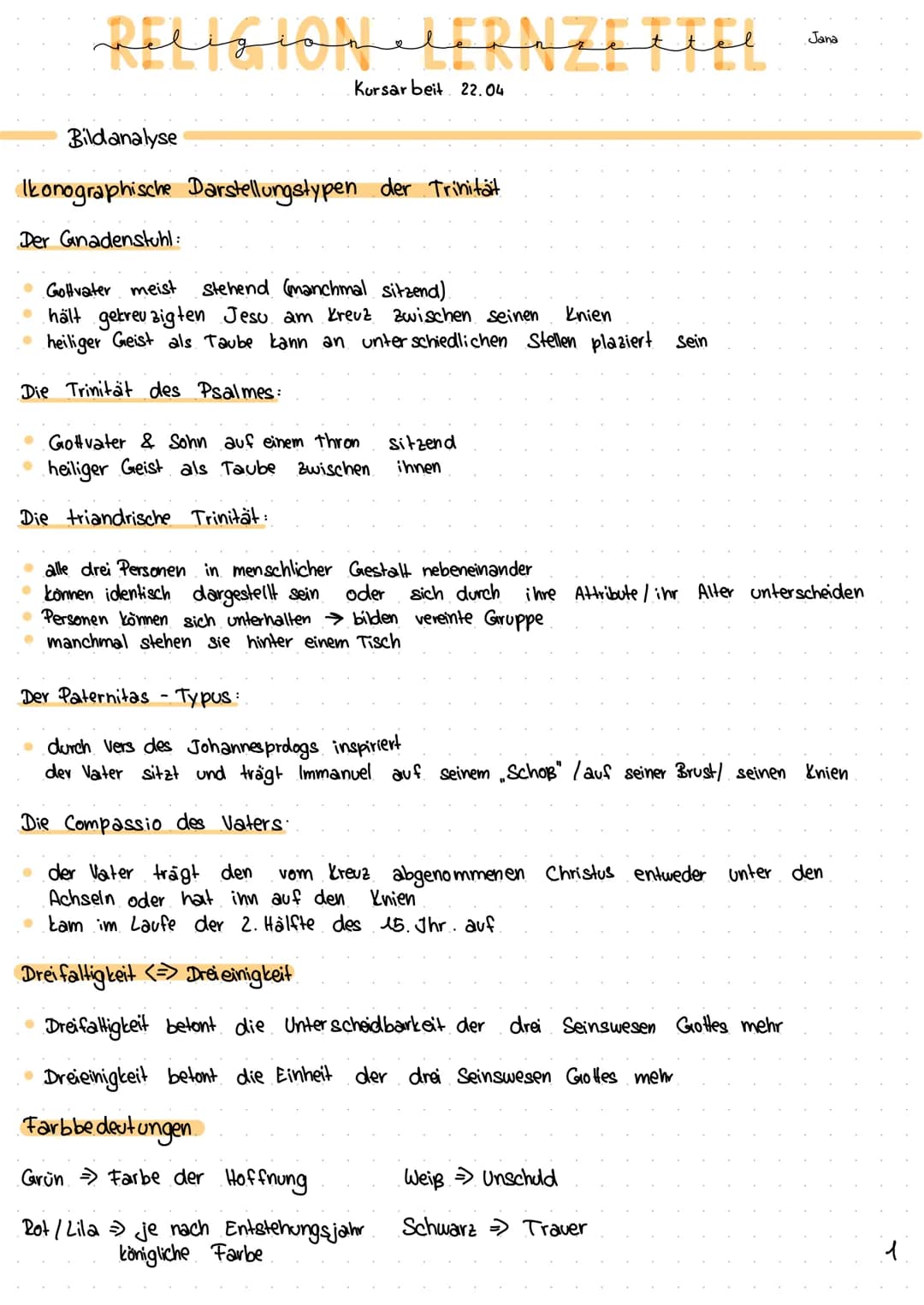 Religio nelERAZette
Bildanalyse
Ikonographische Darstellungstypen der Trinität
Der Gnadenstuhl:
Korsarbeit 22.04
Goltvater meist stehend (ma