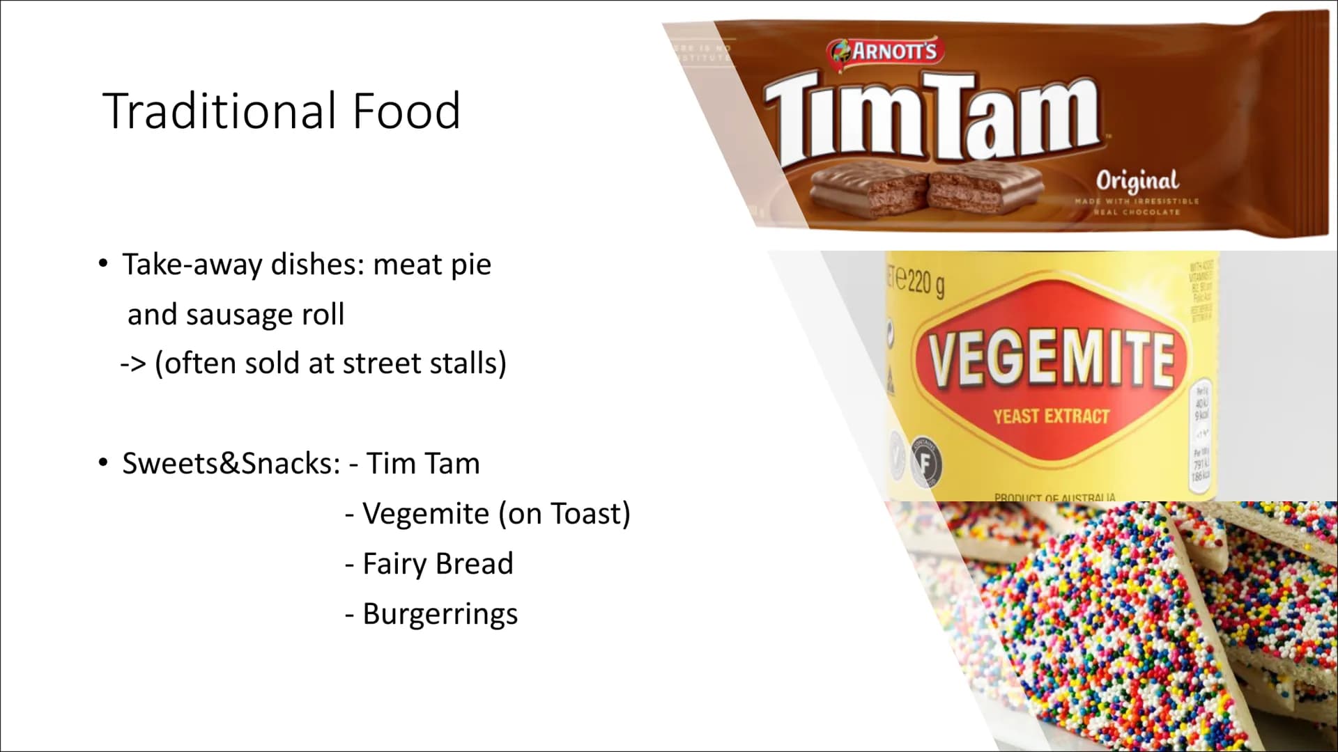 Australian Food
Alina Totzke & Jana Elvers 9c
MAB ●
●
General Informations
Traditional food
Bush food
Quiz
Sources
Structure General Informa