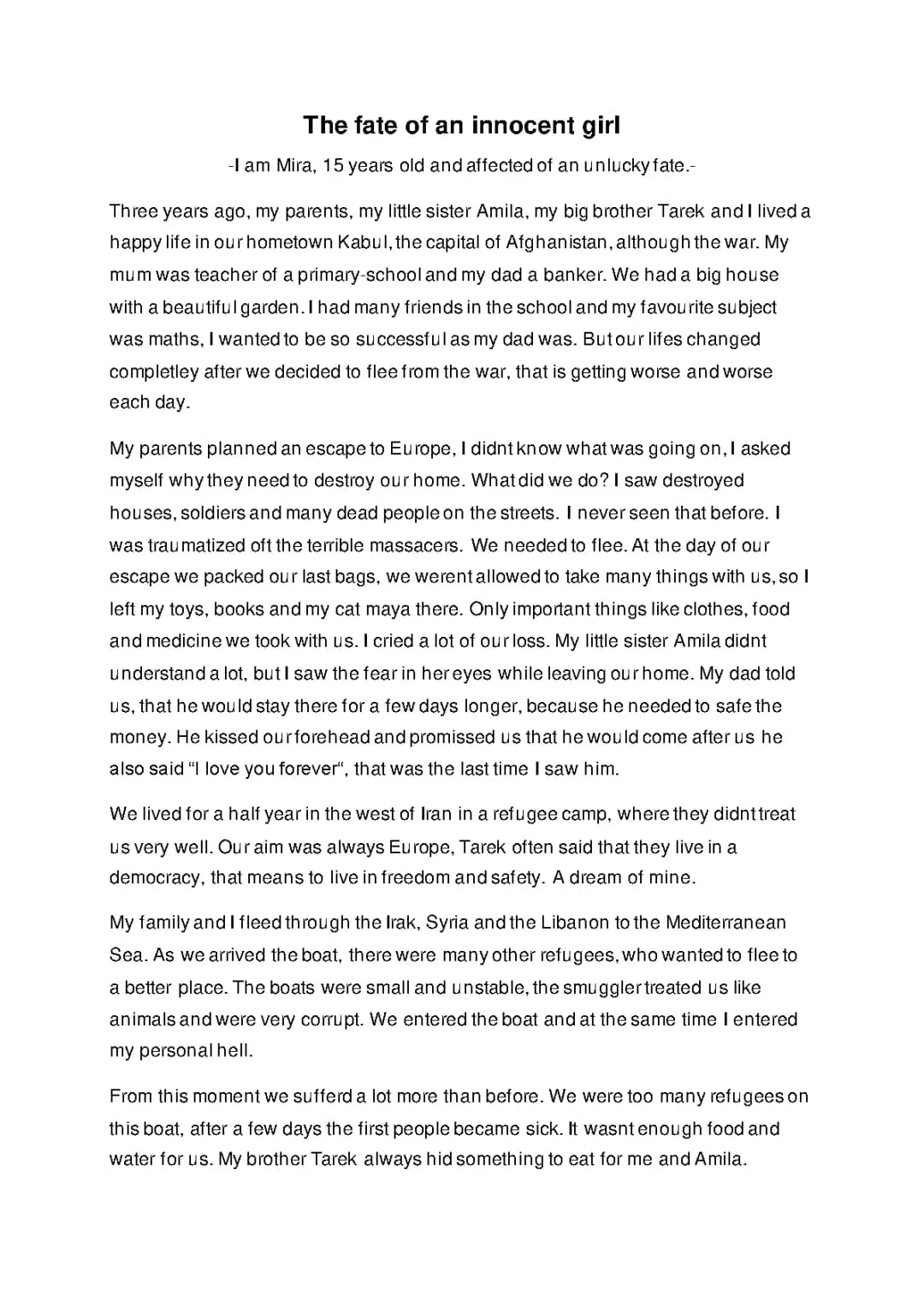 Short story - The fate of an innocent girl