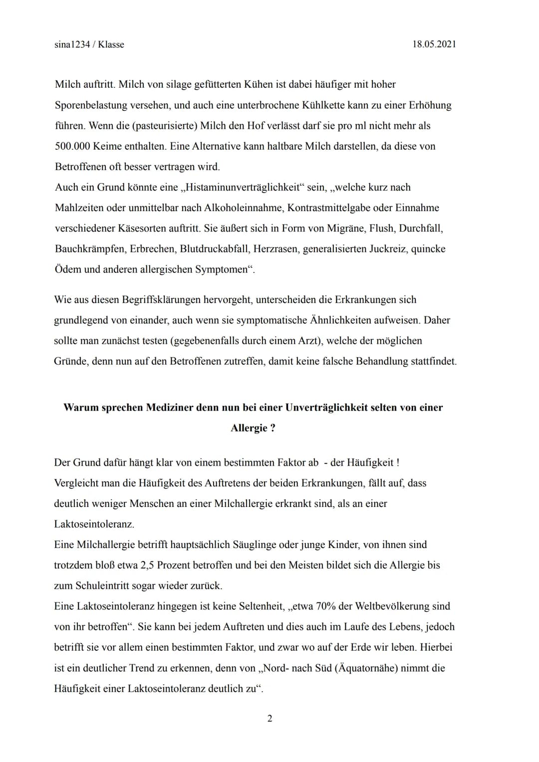 Klasse
Lactose
ОН
CH2OH
ОН
ОН
Klausurersatzleistung im
Fach Biologie
CH2OH
ОН
,,Laktoseintoleranz oder
doch etwas anderes?"
@sina1234
ОН
ОН
