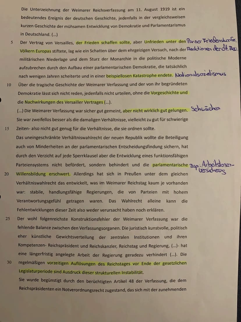 Historischer Kontext (Text) – Weimarer Republik
Der Autor(in) beleuchtet und kommentiert in seiner Darstellungen einige historische Sachverh