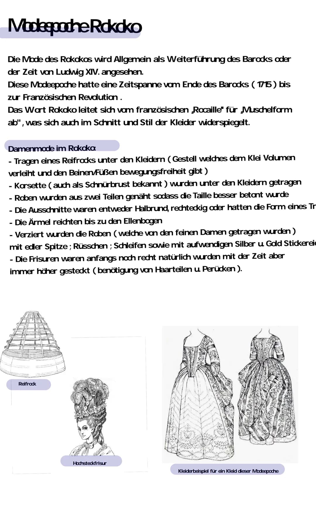 Madeepache Rdkdko
Die Mode des Rokokos wird Allgemein als Weiterführung des Barocks oder
der Zeit von Ludwig XIV. angesehen.
Diese Vlodeepoc