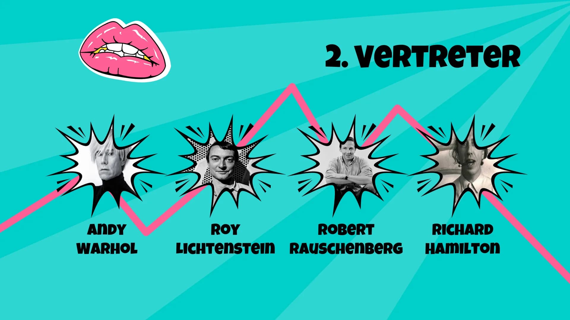 POP ART
Präsentation
3 01
02
EINFÜHRUNG VERTRETER
03
URSPRUNG
UND
ENTSTEHUNG
04
05
MERKMALE TECHNIK 1. POP ART
30
EINFÜHRUNG
● Pop" (engl. K