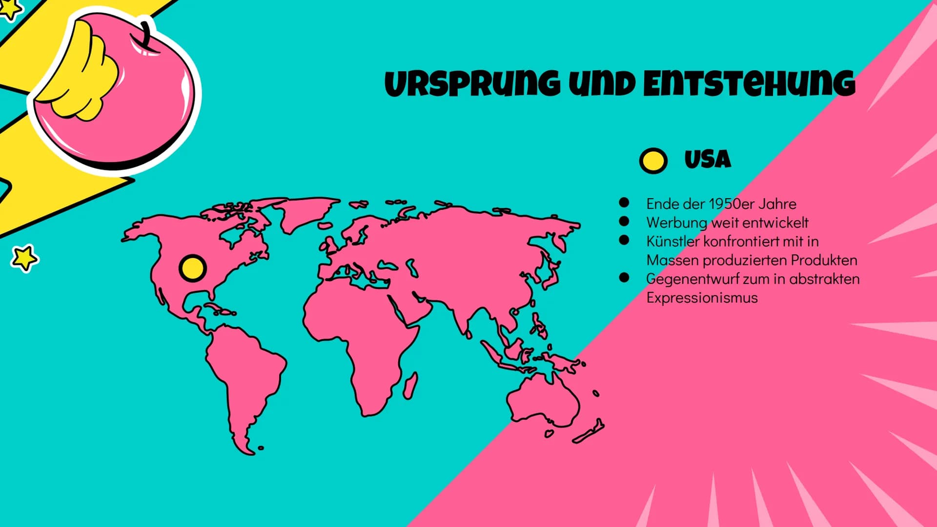 POP ART
Präsentation
3 01
02
EINFÜHRUNG VERTRETER
03
URSPRUNG
UND
ENTSTEHUNG
04
05
MERKMALE TECHNIK 1. POP ART
30
EINFÜHRUNG
● Pop" (engl. K