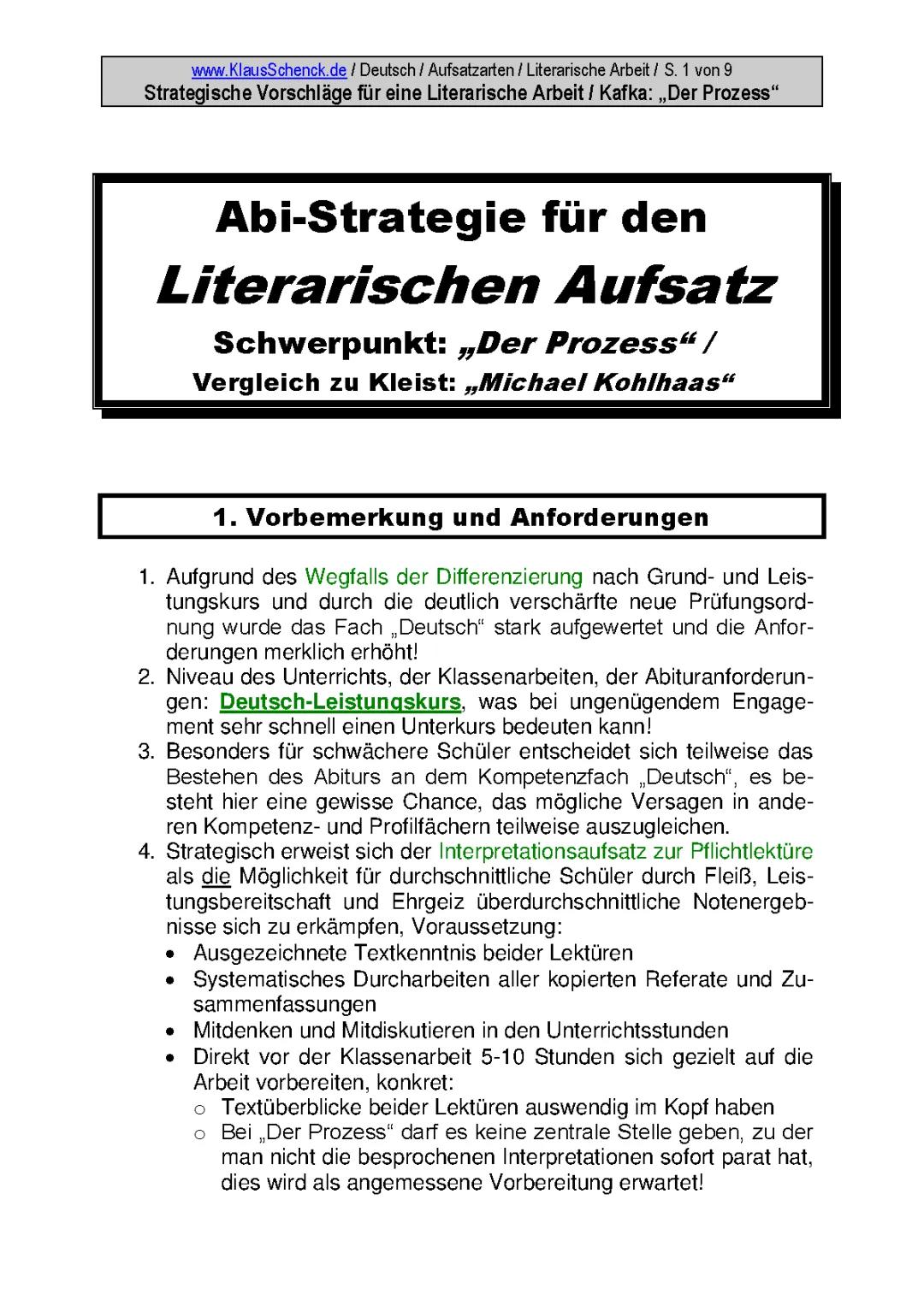 "Prozess" / Kafka: Interpretations-Strategien (Aufsatz)