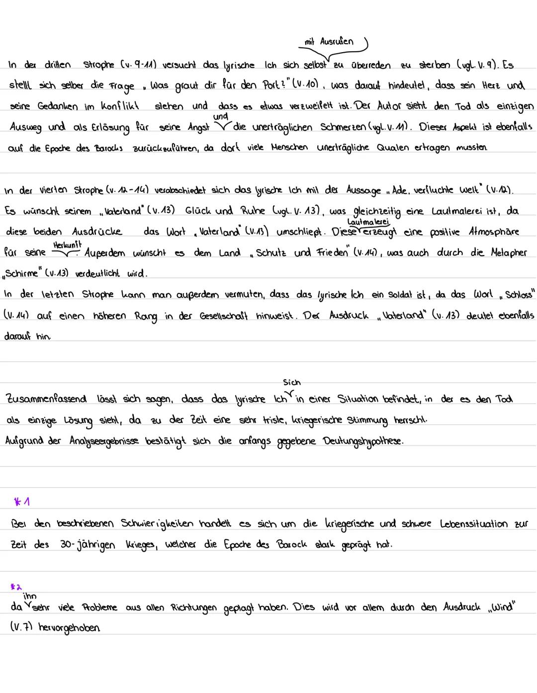 Gedichtsanalyse
Das Sonett "An die Welt", des Autors Andreas Gryphius aus dem Jahre 1643 stammt aus der Epoche
des Barock. Das vorliegende G