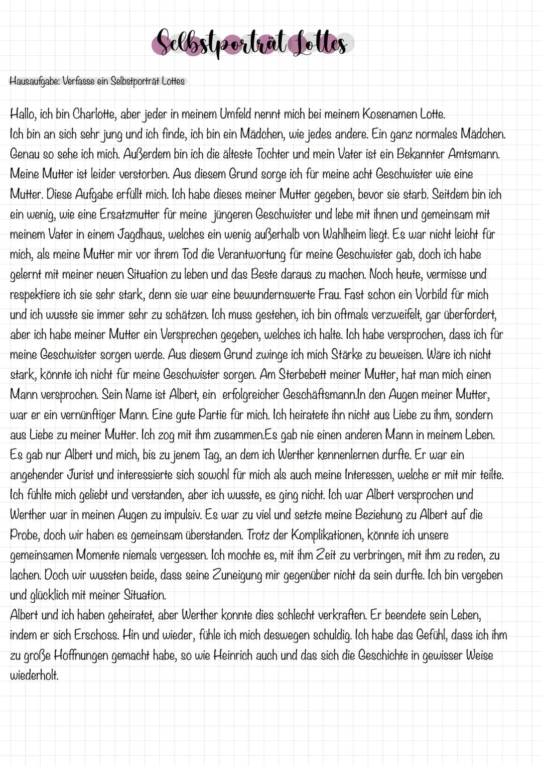 Darstellung Werthers
Aufgabe: Schreibe auf der Grundlage des Polaritätsprofils und deiner Kenntnisse des Buches eine Darstellung Werthers vo