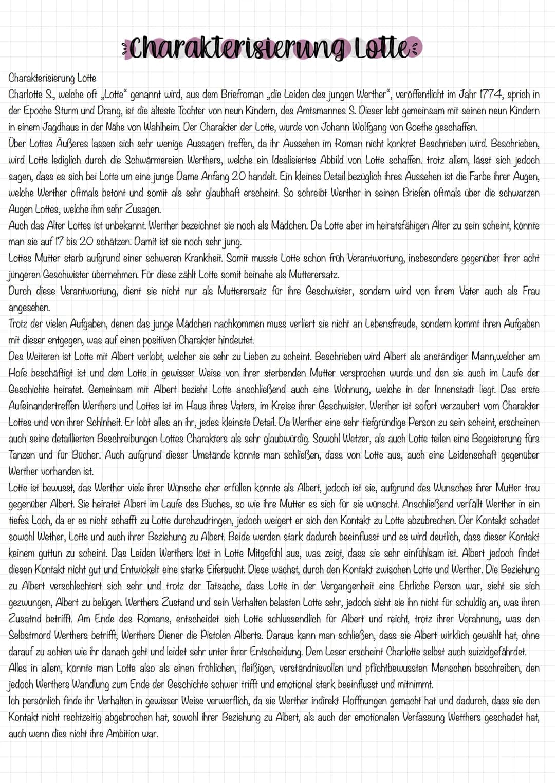 Darstellung Werthers
Aufgabe: Schreibe auf der Grundlage des Polaritätsprofils und deiner Kenntnisse des Buches eine Darstellung Werthers vo