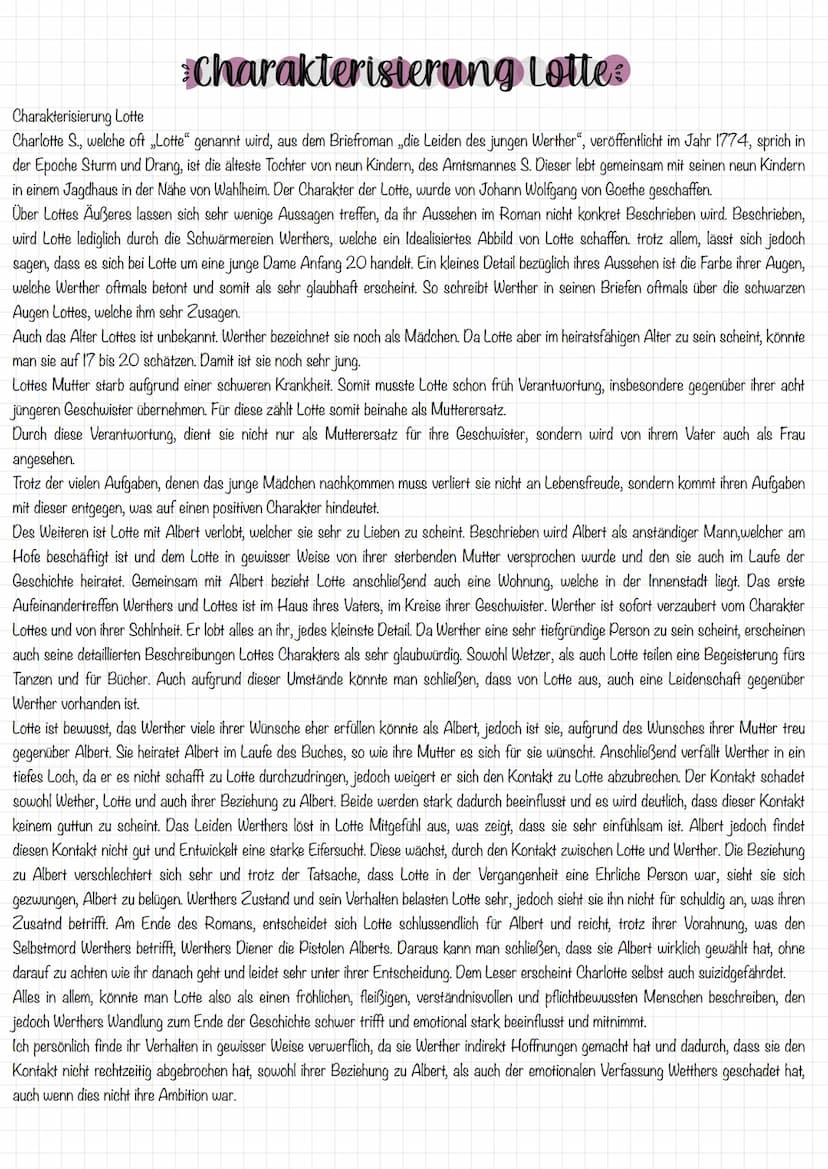 Darstellung Werthers
Aufgabe: Schreibe auf der Grundlage des Polaritätsprofils und deiner Kenntnisse des Buches eine Darstellung Werthers vo