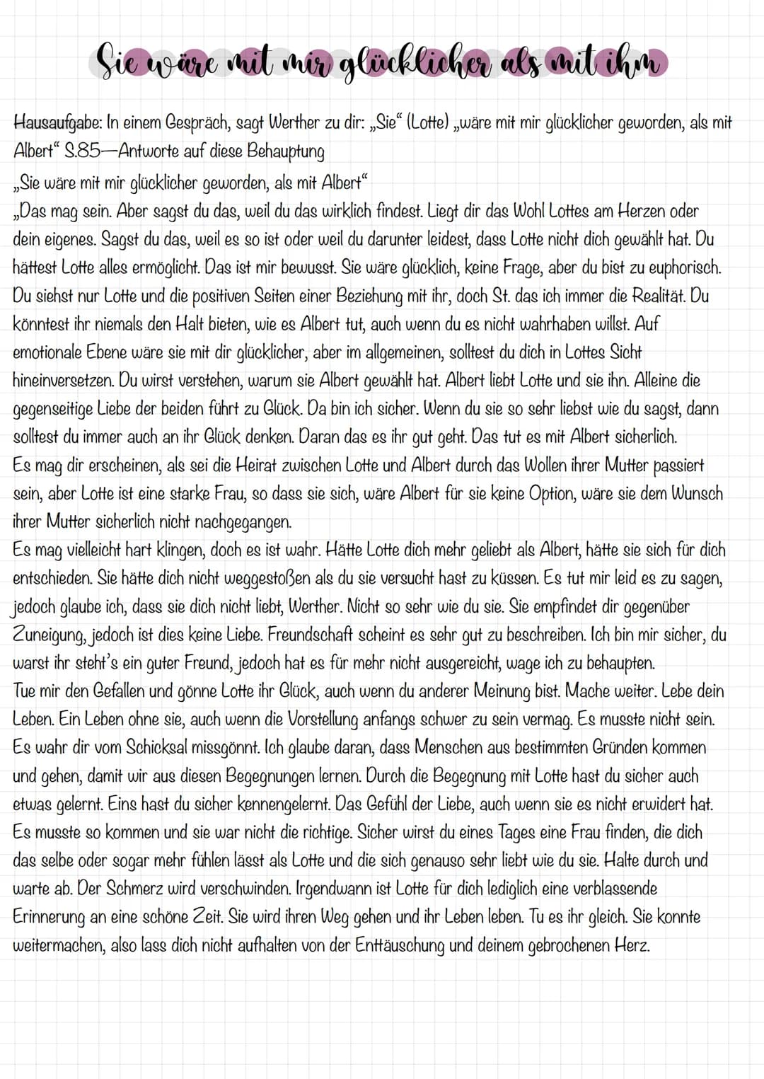 Darstellung Werthers
Aufgabe: Schreibe auf der Grundlage des Polaritätsprofils und deiner Kenntnisse des Buches eine Darstellung Werthers vo