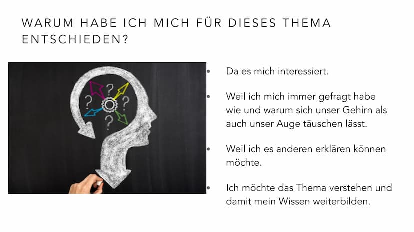  EMMA MEBES 21.12.21
PRÄSENTATION OPTISCHE
TÄUSCHUNGEN/ ILLUSIONEN INHALTSVERZEICHNIS
Entscheidung: Warum habe ich mich für diese Thema ents