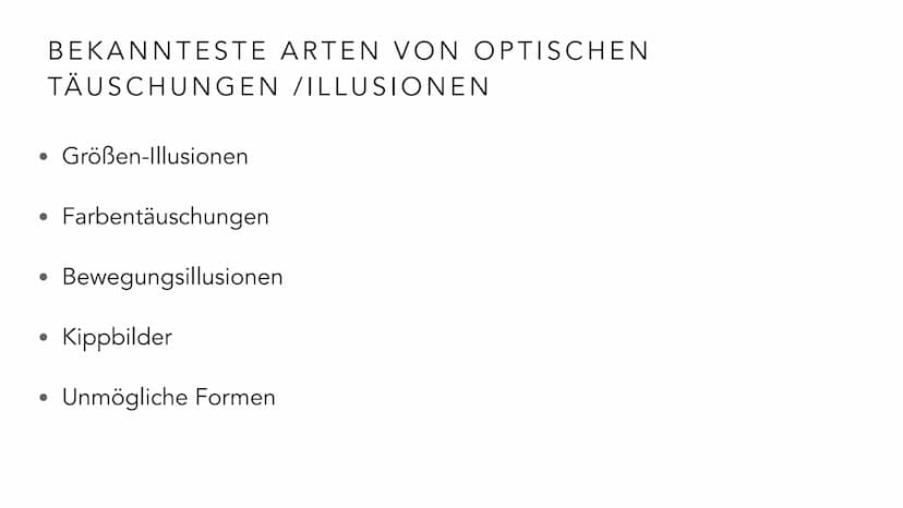  EMMA MEBES 21.12.21
PRÄSENTATION OPTISCHE
TÄUSCHUNGEN/ ILLUSIONEN INHALTSVERZEICHNIS
Entscheidung: Warum habe ich mich für diese Thema ents