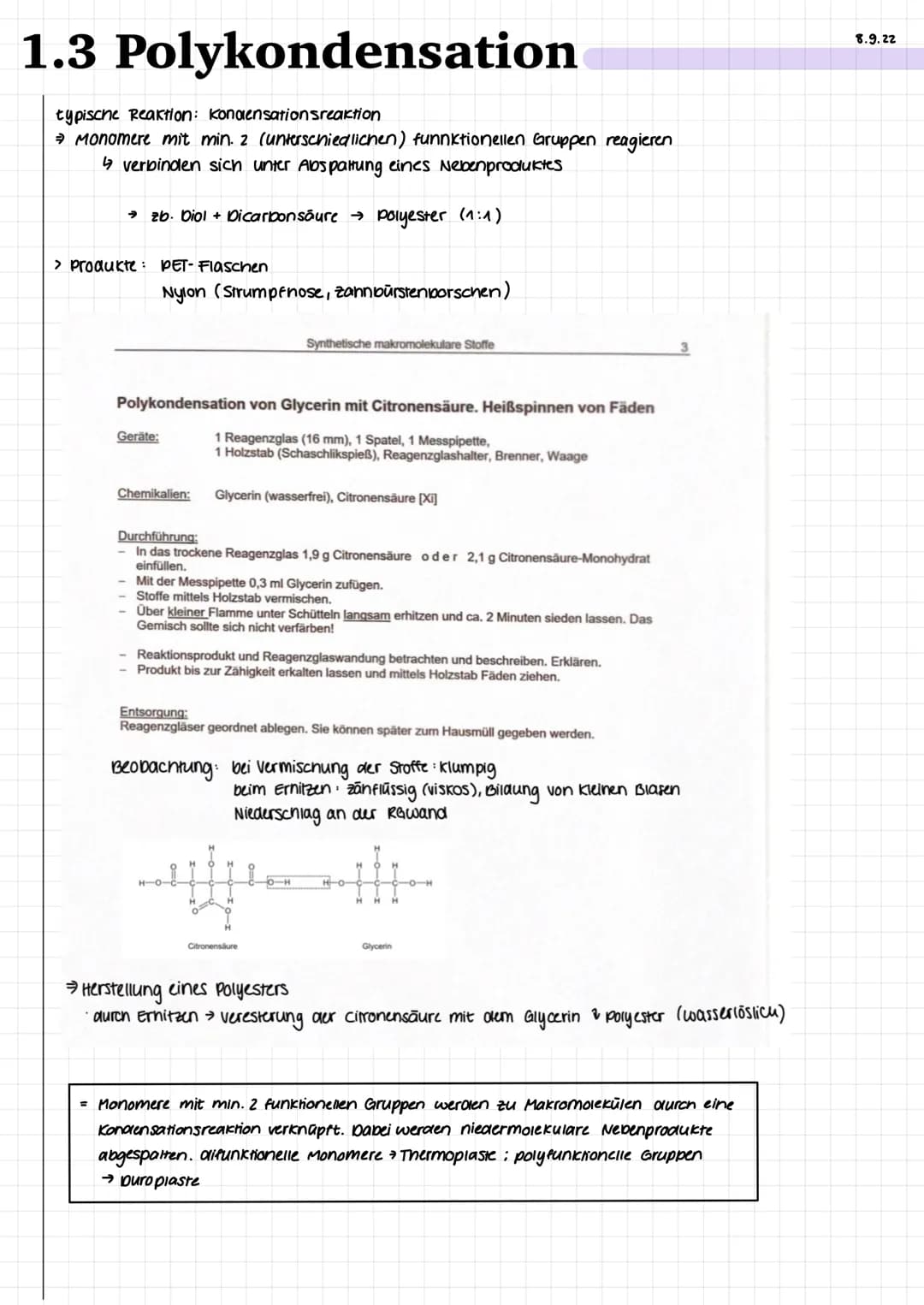 1. Kunststoffe
Künstliche Makromoleküle
10 Gegenstände aus Plastik
ipad Hülle, Apple pencil (spitze, Genause), Fensterrahmen, Notausknopf, B