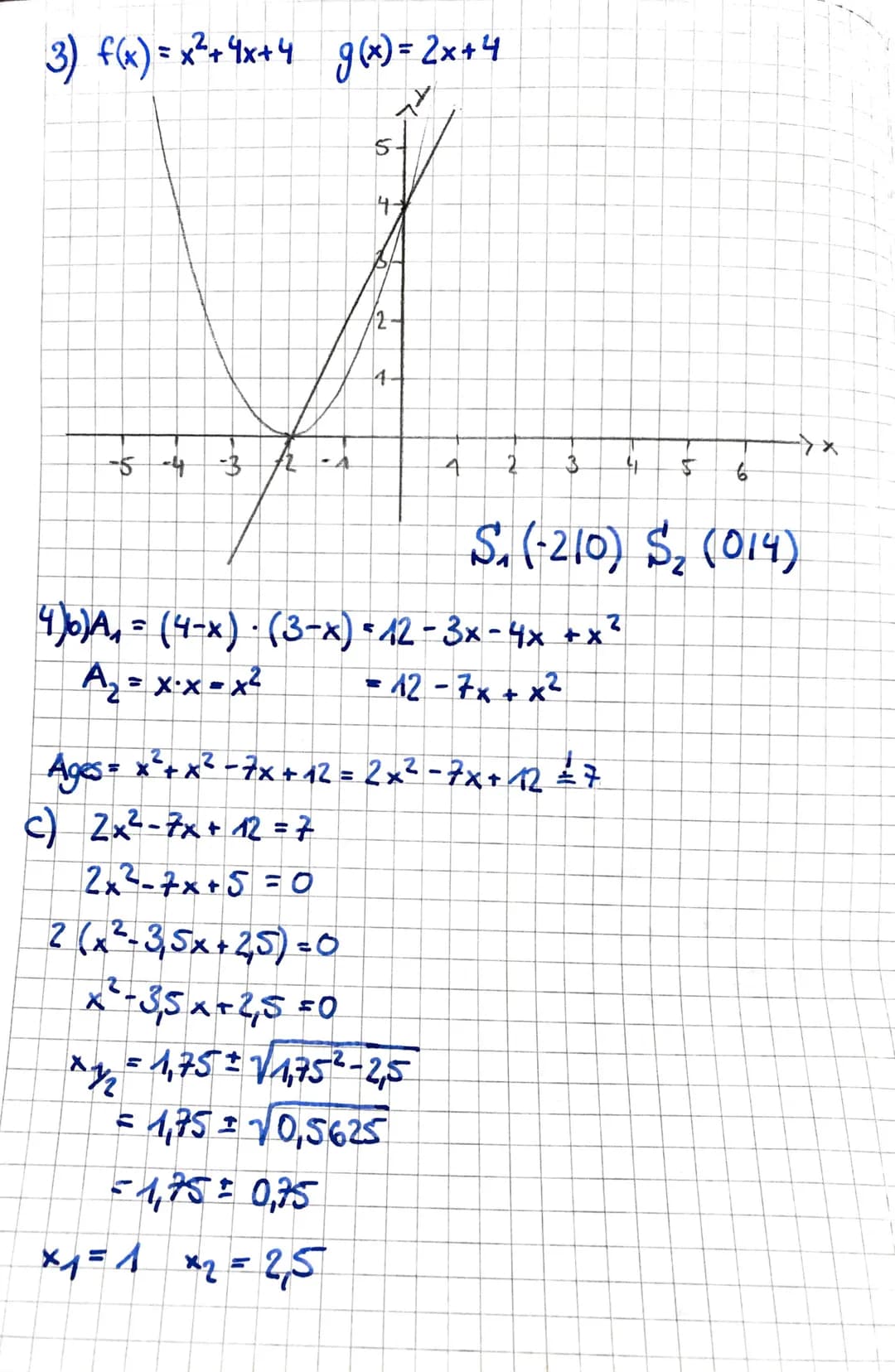 Klasse 9a
Quadratische Funktionen und
quadratische Gleichungen
6+6+6
Aufgabe 1 (3+3+3 BE)
Löse die folgenden Gleichungen.
a) 2x² + 16x96 = 0