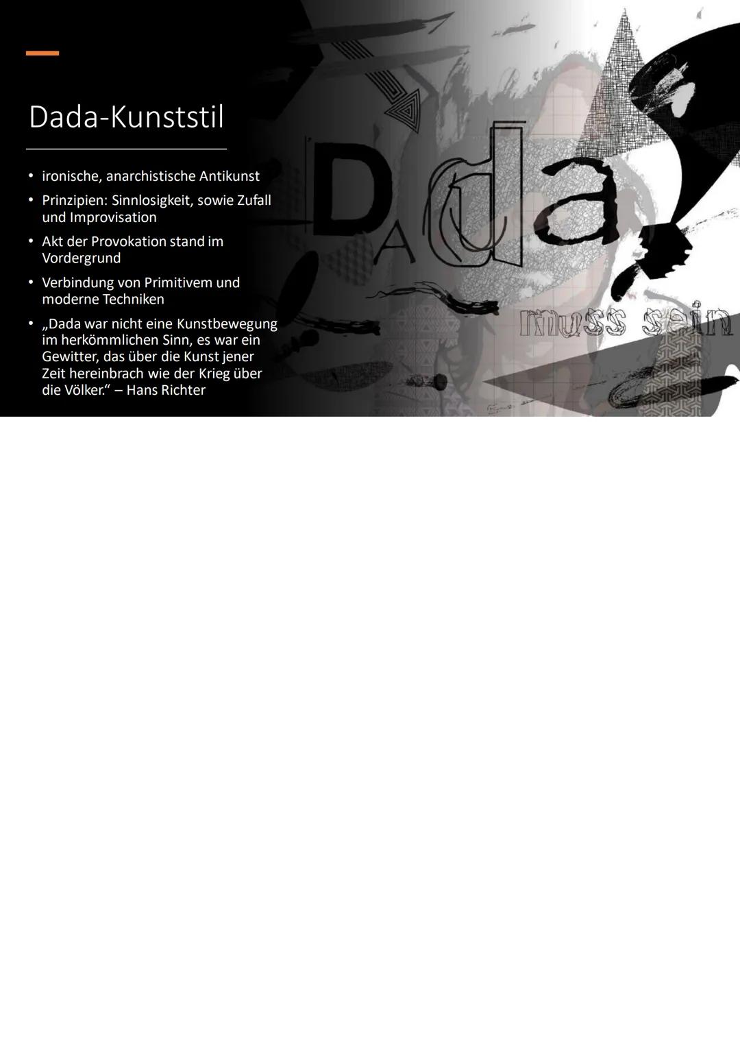 Der Dadaismus und Marcel
Duchamp Inhalt
• Dadaismus
Dada-Bewegung
- Dada-Kunststil
- "Ready-Mades"
• Marcel Duchamp
- Biographie und künstle