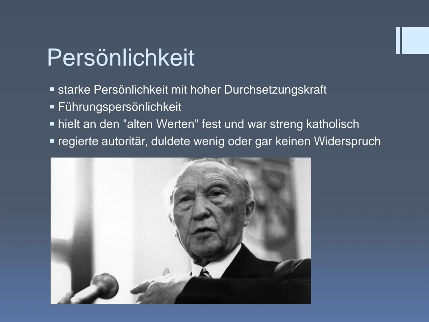 Konrad Adenauer
Name Gliederung
1. Kurzbiografie
2. Ziele seiner Politik
3. Westintegration
1. Petersberger Abkommen
2. Pariser Verträge
3. 