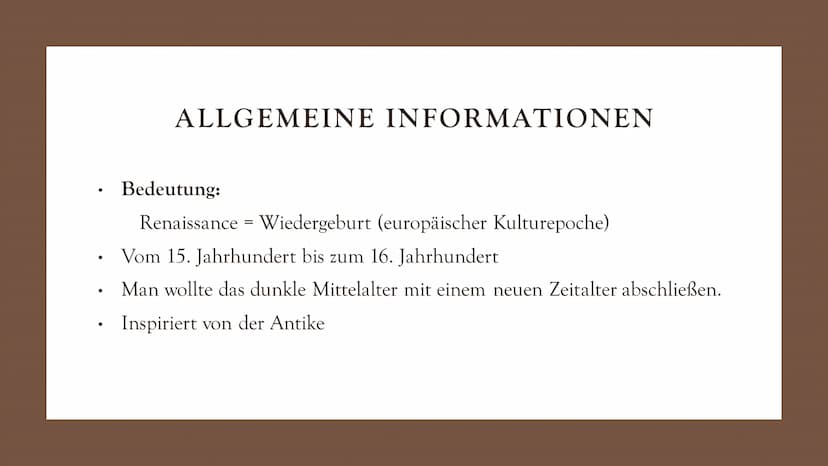 RENAISSANCE
EMPRINCIPIS APOSTPAVLVSV BVRGHESIVS ROMANVS PONTMAX
HAN
XXXII
R. M
115 GLIEDERUNG
●
●
●
●
●
●
Allgemeine Informationen
Frührenai