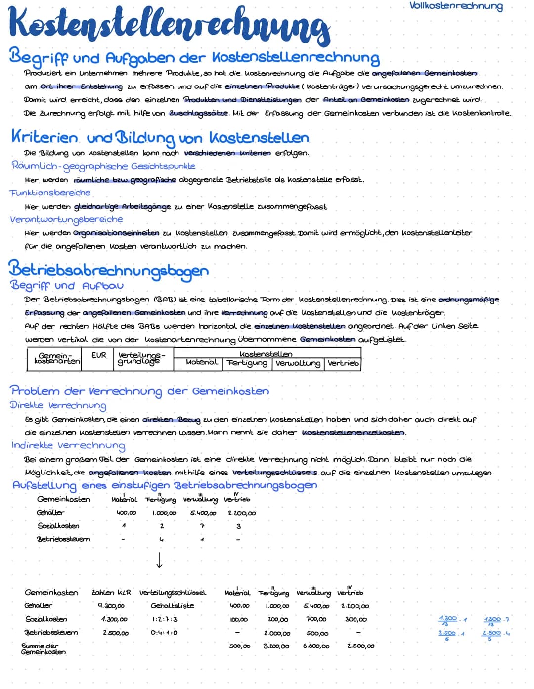 Kosten stellenrechnung
Begriff und Aufgaben der Kostenstellenrechnung
Produziert ein Unternehmen mehrere Produkte, so hat die kostenrechnung