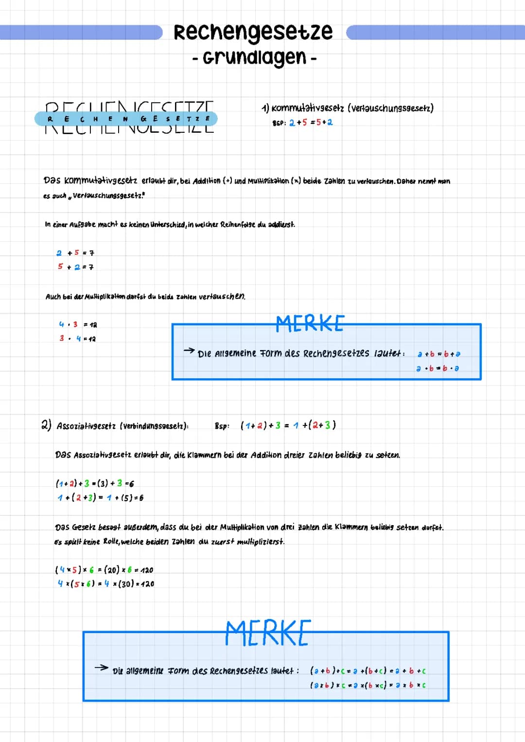Rechengesetze und mathematische Grundlagen 