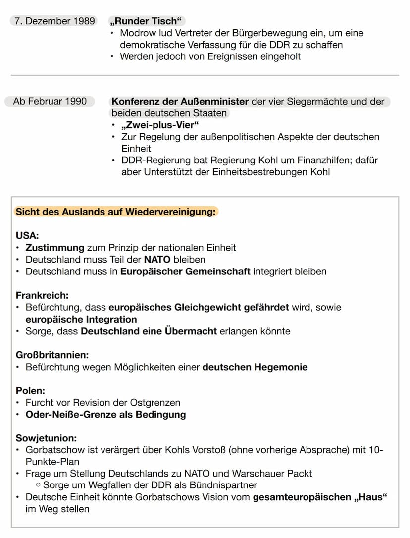 Vorraussetzungen UdSSR:
●
●
●
●
●
●
Überwindung der deutschen Teilung
●
Nationalitäten-Konflikt
1/5 der Bevölkerung unterhalb der
Armutsgren