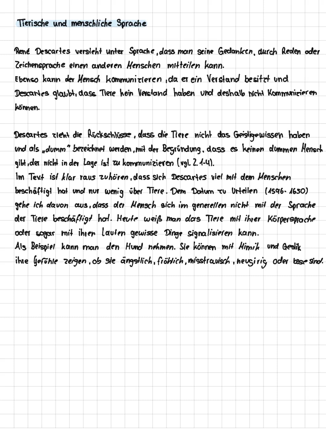 Was sagt Descartes über Tiere und Sprache? Unterschiede zwischen Mensch und Tier einfach erklärt