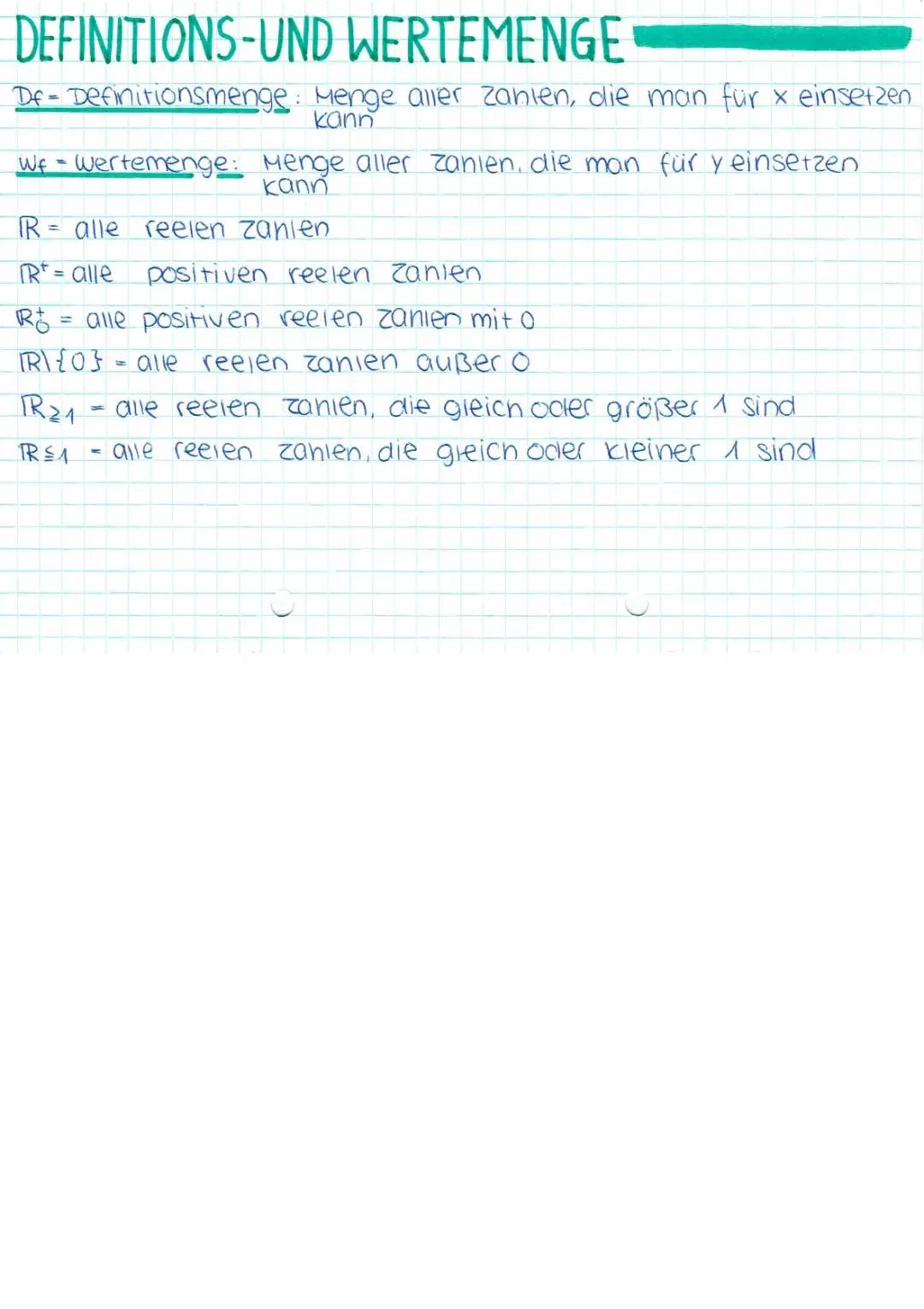 Definitions- und Wertemengen