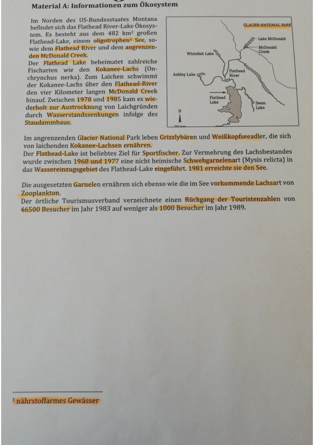 Aufgabe 1.1:
Die Schülerin / der Schüler
zeichnet die Nahrungskette:
Phytoplankton (Produzenten) → Ruderfußkrebs/ Blatt-
fußkrebs (Primärkon