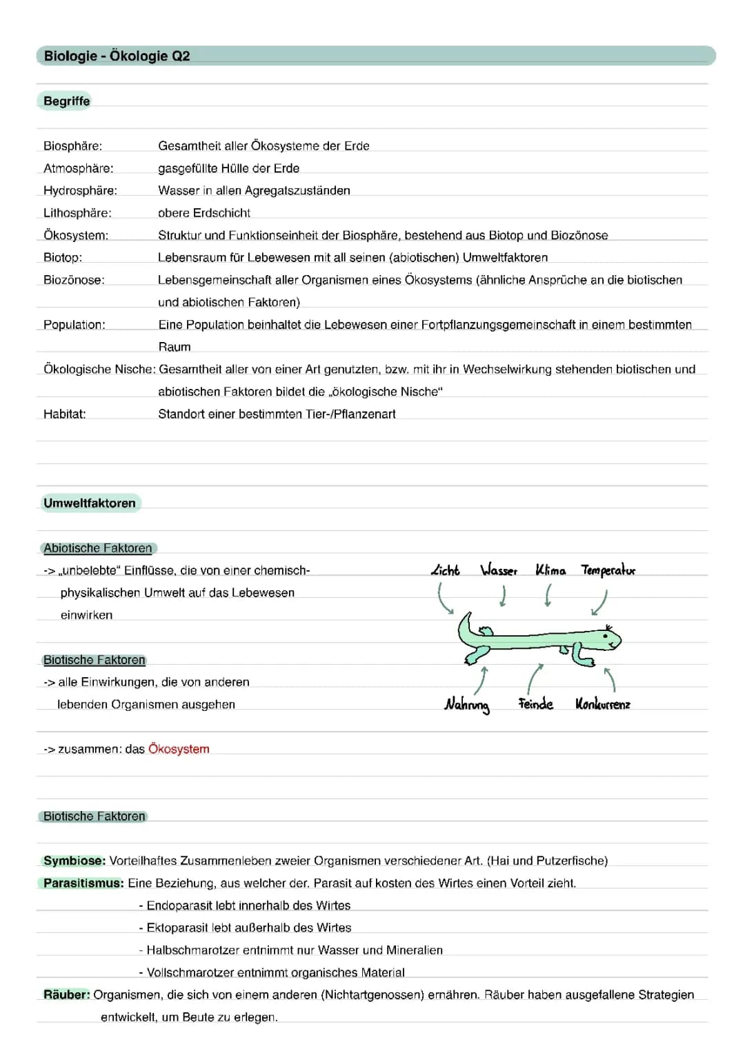 Ökologie Lernzettel 