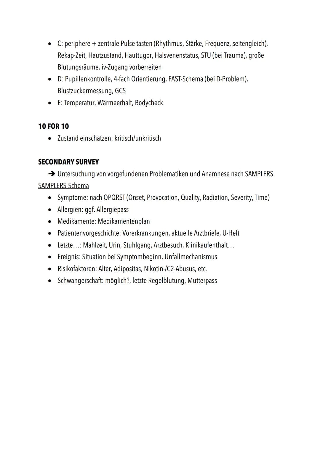 4S-REGEL
● Scene
Safety
• Situation
Support
●
WASB-BEWUSSTEINSKONTROLLE
● Wach
Ansprechbar
• Schmerzreiz
● Bewusstlos
●
ERSTEINDRUCK
• Leits