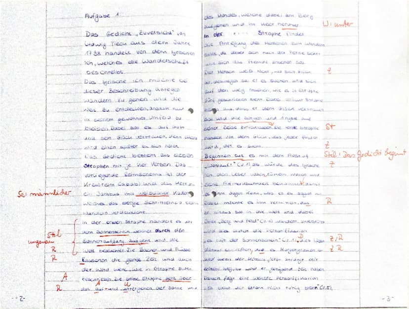 Thema der Unterrichtsreihe: unterwegs sein: Lyrik von der Romantik bis zur
Gegenwart
Aufgabentyp IB: vergleichende Analyse literarischer Tex