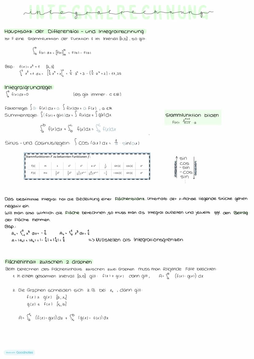 Produktregel:
f(x1= U(X) V(X)
f'(x)= U(X) V(x) + U'(X)⋅V (X)
Bsp.:
f(x)= x²x5
f'(x)= x²5x² + 2x x³ = 5x6 +2+³
Streifenmethode:
Obersumme:
Un