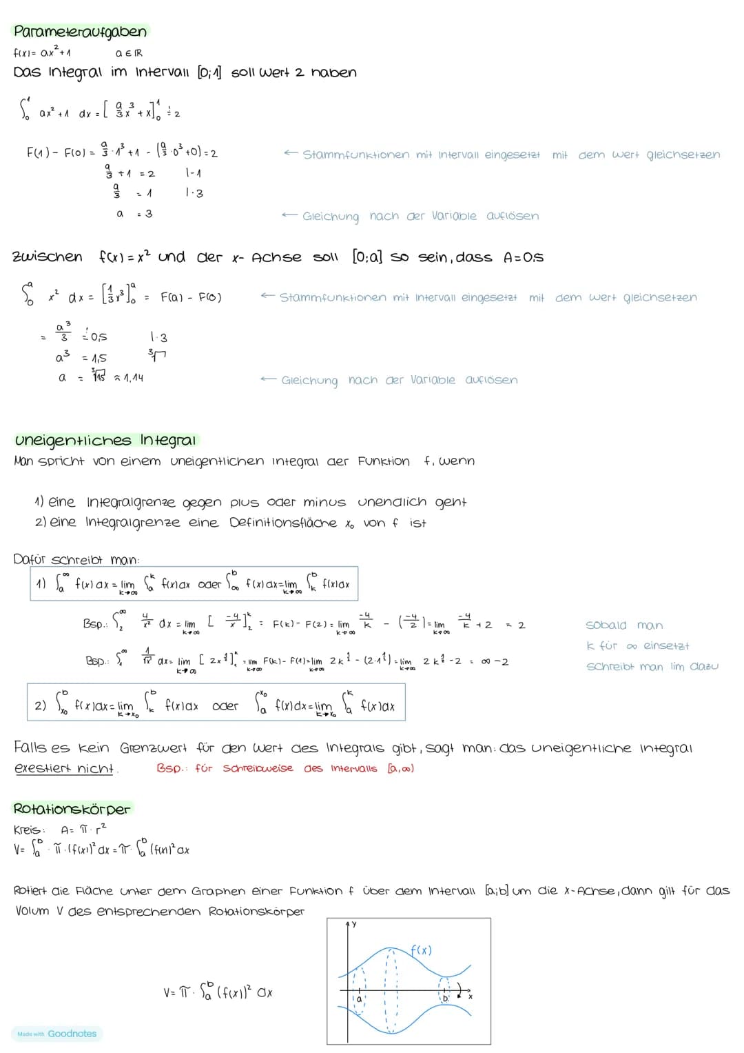 Produktregel:
f(x1= U(X) V(X)
f'(x)= U(X) V(x) + U'(X)⋅V (X)
Bsp.:
f(x)= x²x5
f'(x)= x²5x² + 2x x³ = 5x6 +2+³
Streifenmethode:
Obersumme:
Un