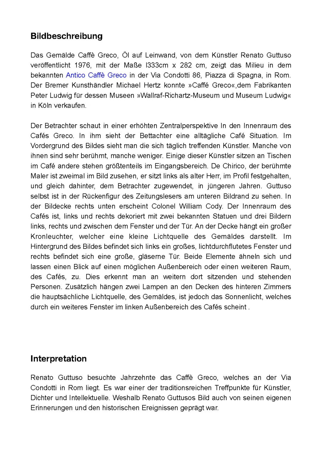 Das Café Greco Gemälde von Renato Guttuso: Licht, Leute und Perspektive