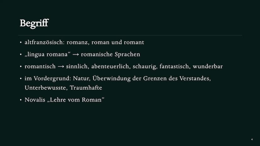 Romantik
EPOCHE DER
GROBEN GEFÜHLE
Deutsch Präsentation Seraphina Bowitz Inhalt
●
●
• Historischer Hintergrund
●
●
Phasen
• Merkmale
●
Epoch