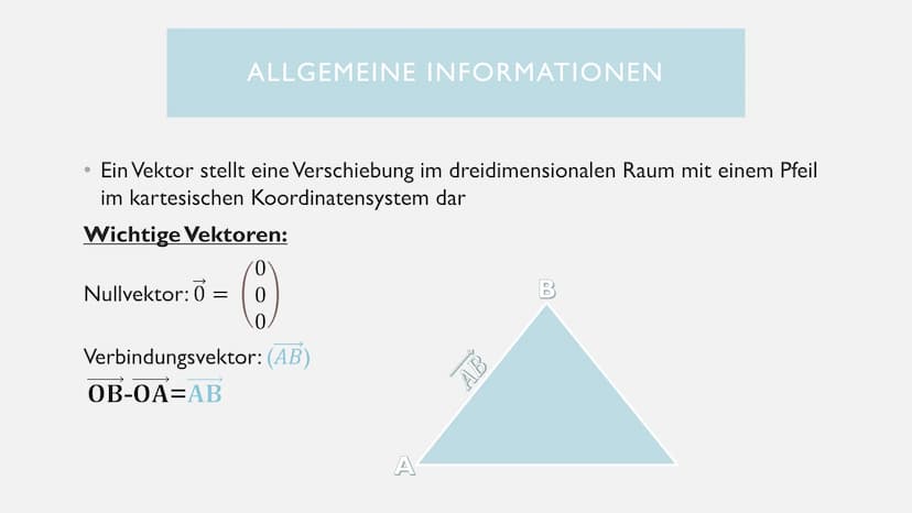 â + b
to
RECHNEN MIT VEKTOREN
+-
X÷ ALLGEMEINE INFORMATIONEN
• Ein Vektor stellt eine Verschiebung im dreidimensionalen Raum mit einem Pfeil