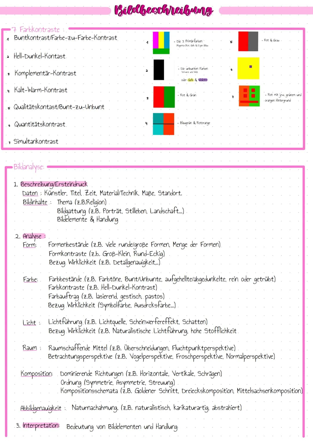 1
2
3
7 Farbkontraste:
5
Buntkontrast/Farbe-zu-Farbe-Kontrast
Hell-Dunkel-Kontast.
Komplementär-Kontrast
4 Kalt-Warm-Kontrast
Qualitätskonta