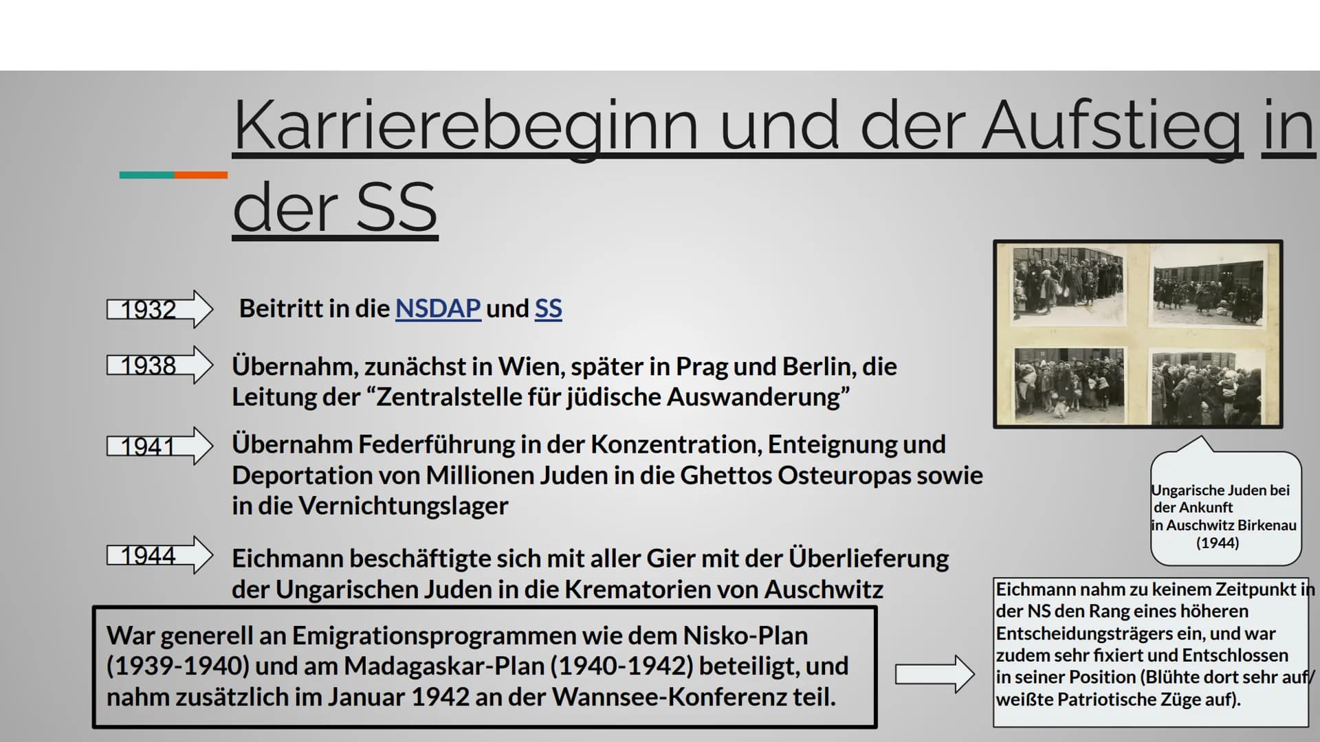 PRÄSENTATION ZU
ADOLF EICHMANN
Seminarfach - Die Deutschen und der Holocaust
Tutoren - Frau Hahne und Herr Lühring
von Yannick Diers 1166
Gl