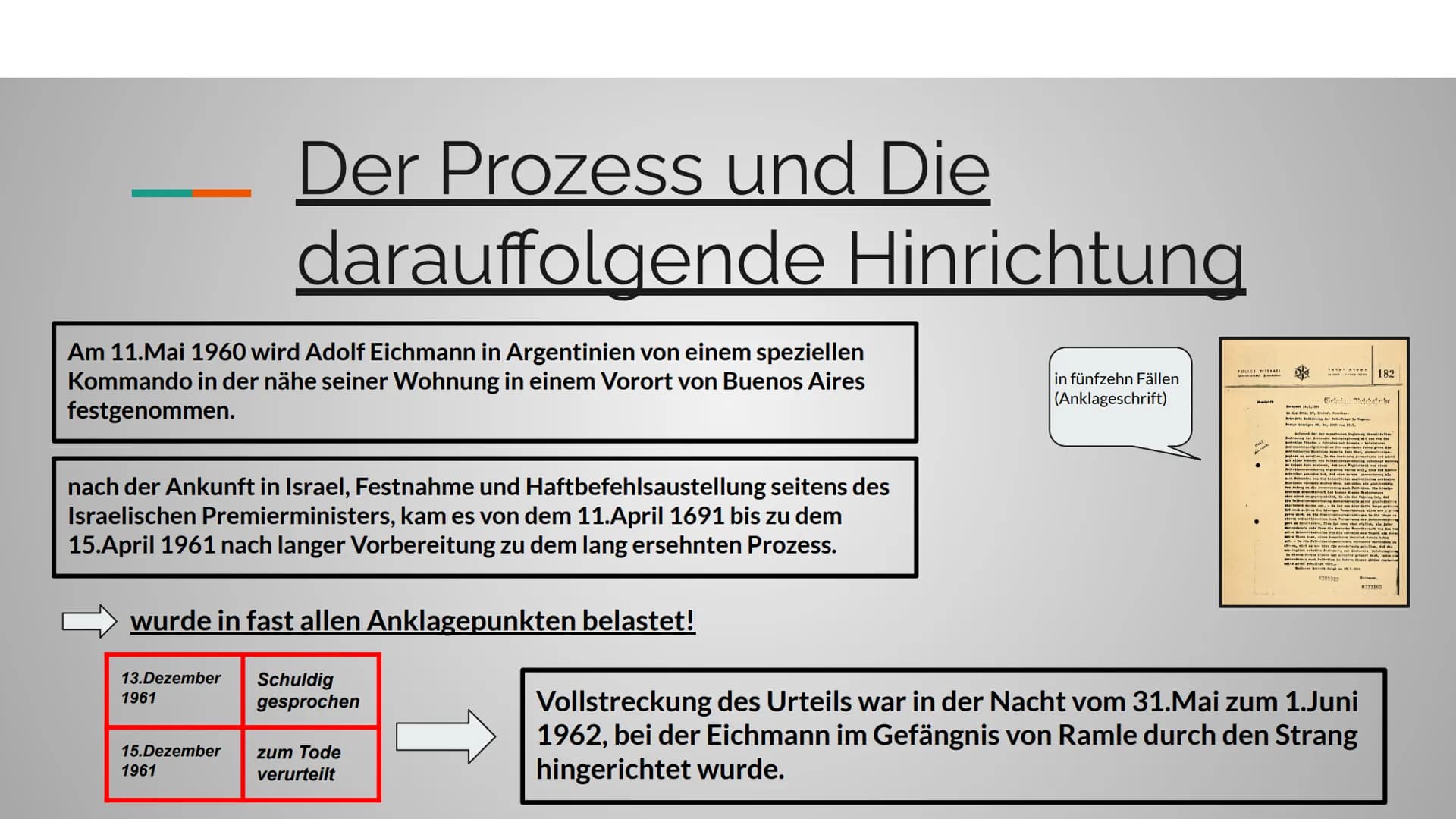 PRÄSENTATION ZU
ADOLF EICHMANN
Seminarfach - Die Deutschen und der Holocaust
Tutoren - Frau Hahne und Herr Lühring
von Yannick Diers 1166
Gl