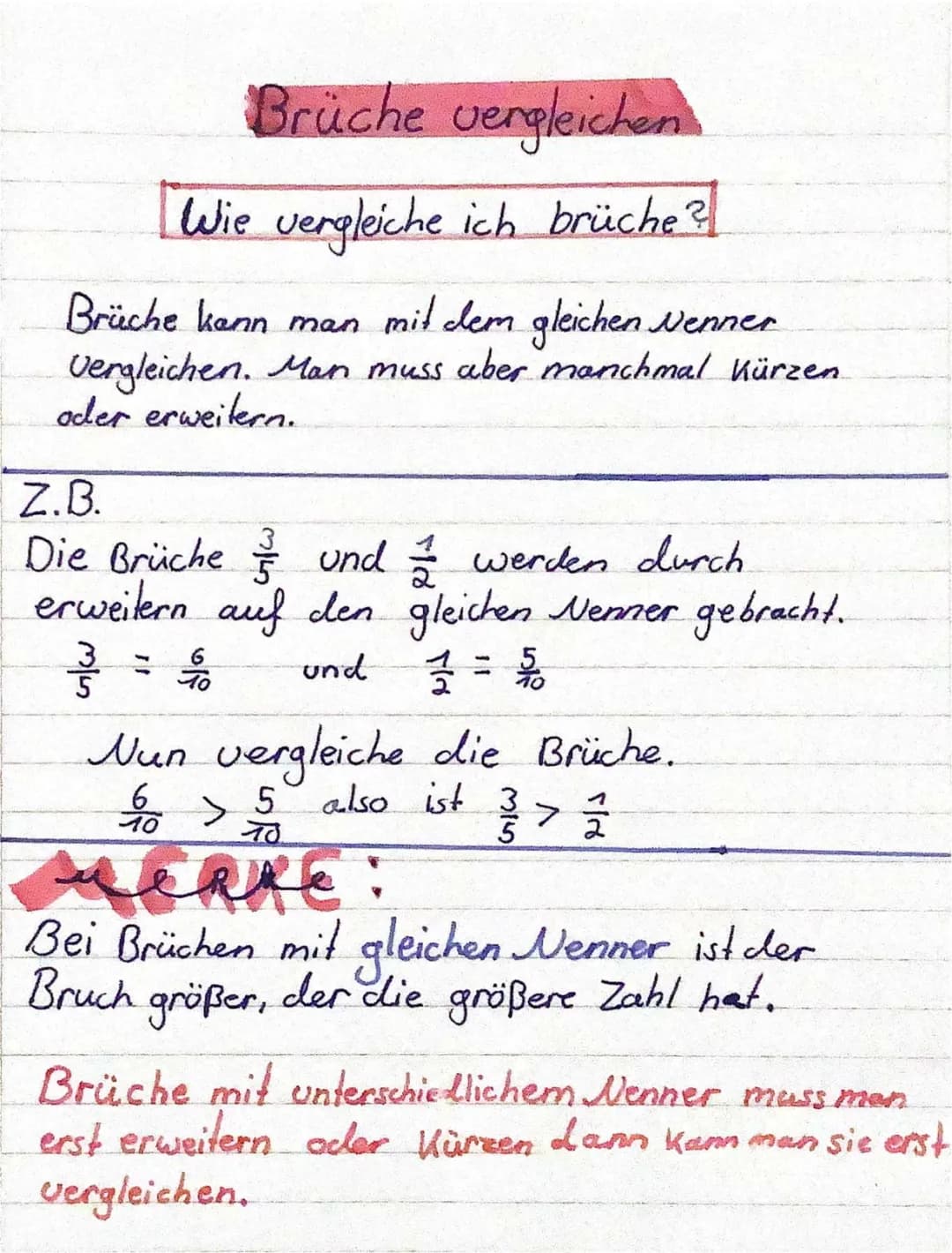 Brüche vergleichen 