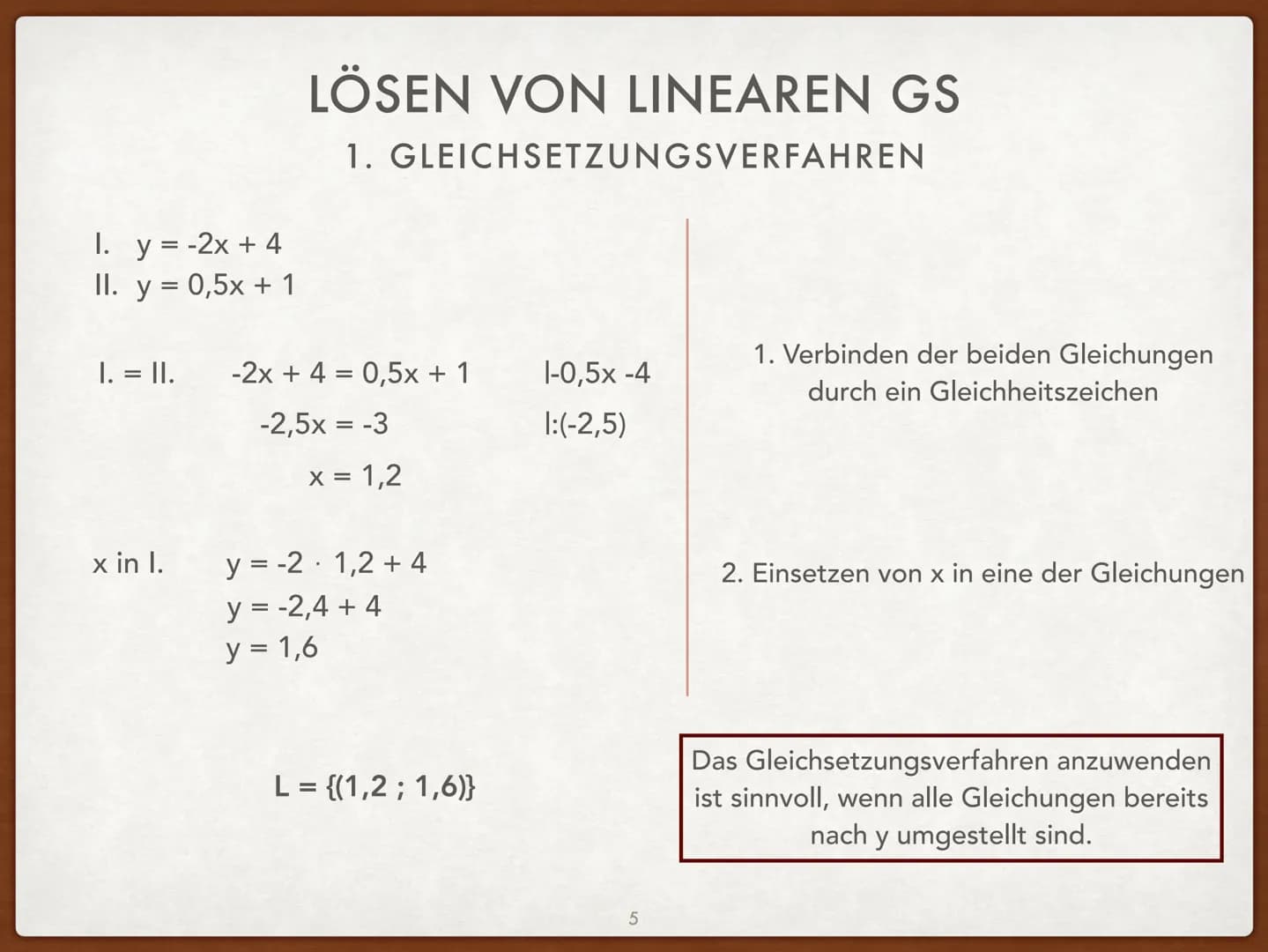 
<h2 id="definitionen">Definitionen</h2>
<p>Die Form ax + by = c von linearen Gleichungen nennt man die allgemeine Form. Die Form y = mx + n