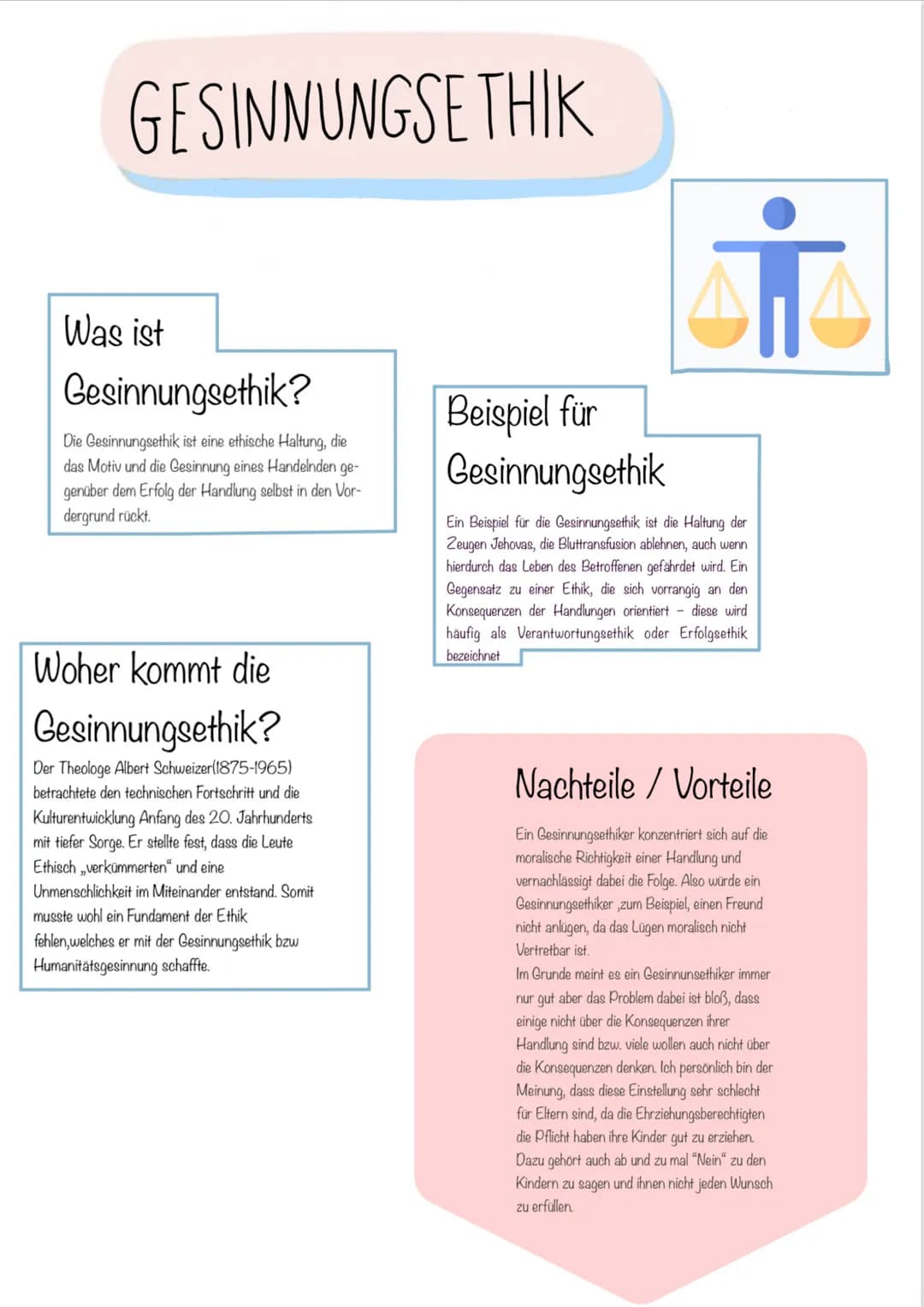 GESINNUNGSE THIK
Was ist
Gesinnungsethik?
Die Gesinnungsethik ist eine ethische Haltung, die
das Motiv und die Gesinnung eines Handelnden ge