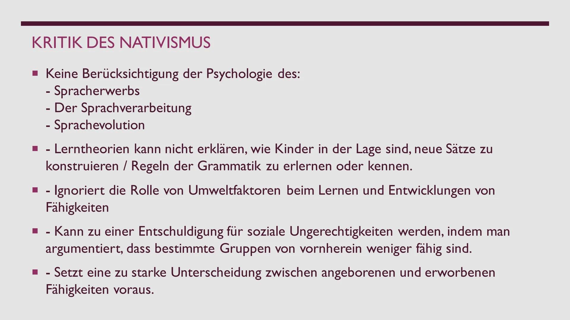 SPRACHERWERBSTHEORIEN
PRÄSENTATION VON JAN WIEDENHOFF KAPITEL ÜBERSICHT
1. Behaviorismus
1.1 Definition und Inhalt
1.2 Burrhus Frederic Skin